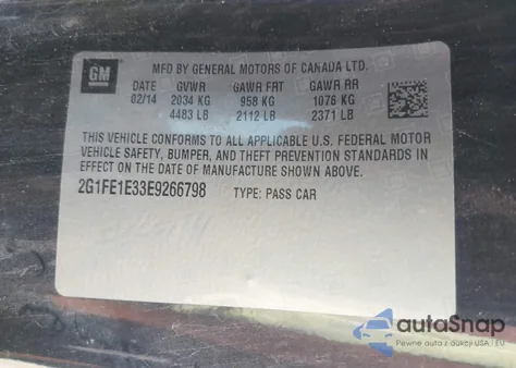 2014 Chevrolet Camaro 1Ls из США, поврежденный, VIN 2G1FE1E33E9266798